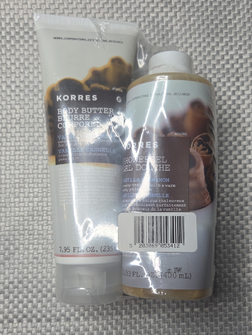 New Korres Body Butter Vanilla Cinnamon And Korres Shower Gel Vanilla Cinnamon